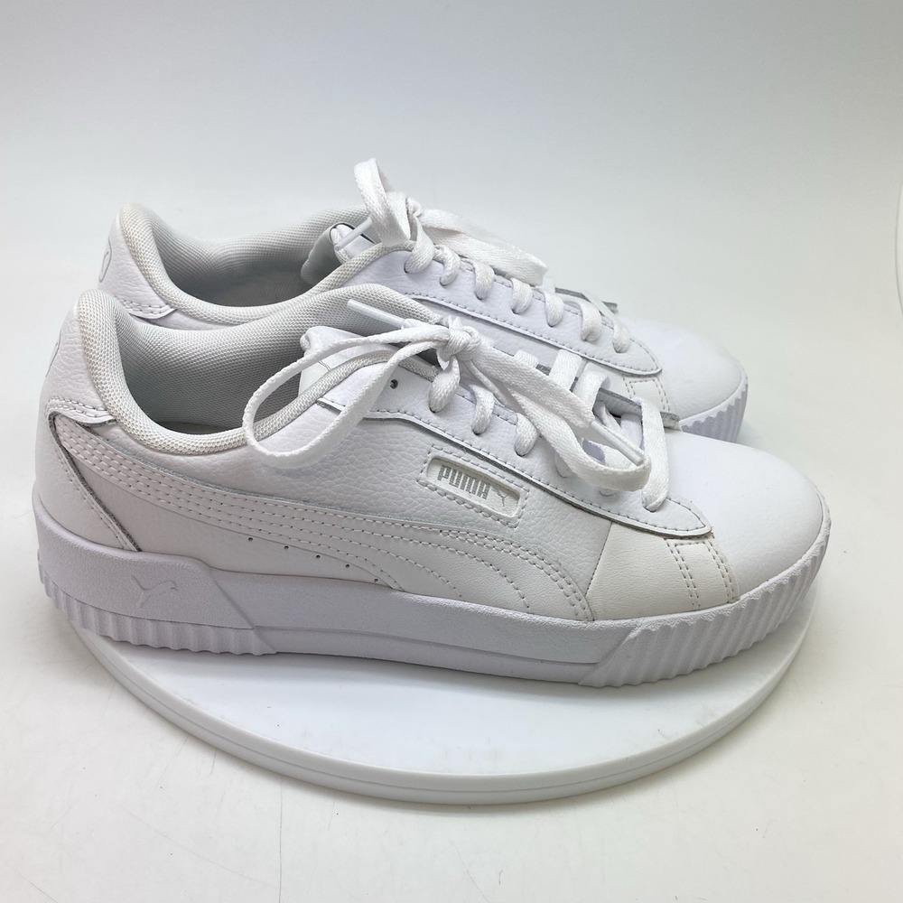 Puma Sneakers Womens 8.5 Carina 384631-02 White Leather Casual Athletic Shoes